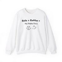 Cats + Coffee = My Happy Place Sweatshirt - PetXcite