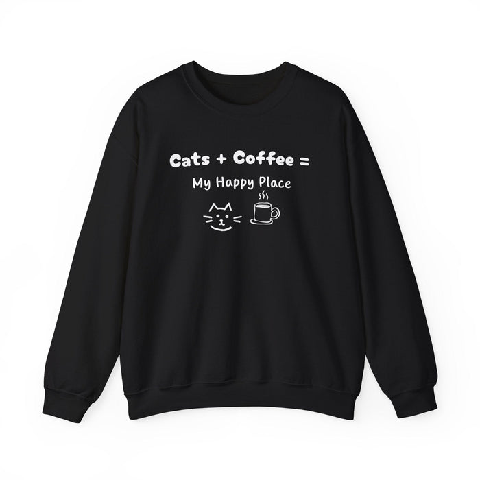 Cats + Coffee = My Happy Place Sweatshirt - PetXcite