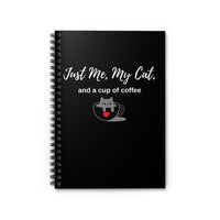 Just Me, My Cat, and a Cup of Coffee Black Notebook front cover