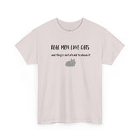 Real Men Love Cats T-Shirt in Ice Grey