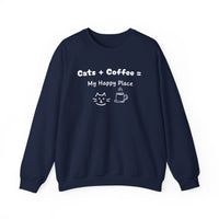 Cats + Coffee = My Happy Place Sweatshirt - PetXcite