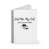 Just Me, My Cat, and a Cup of Coffee Notebook opened