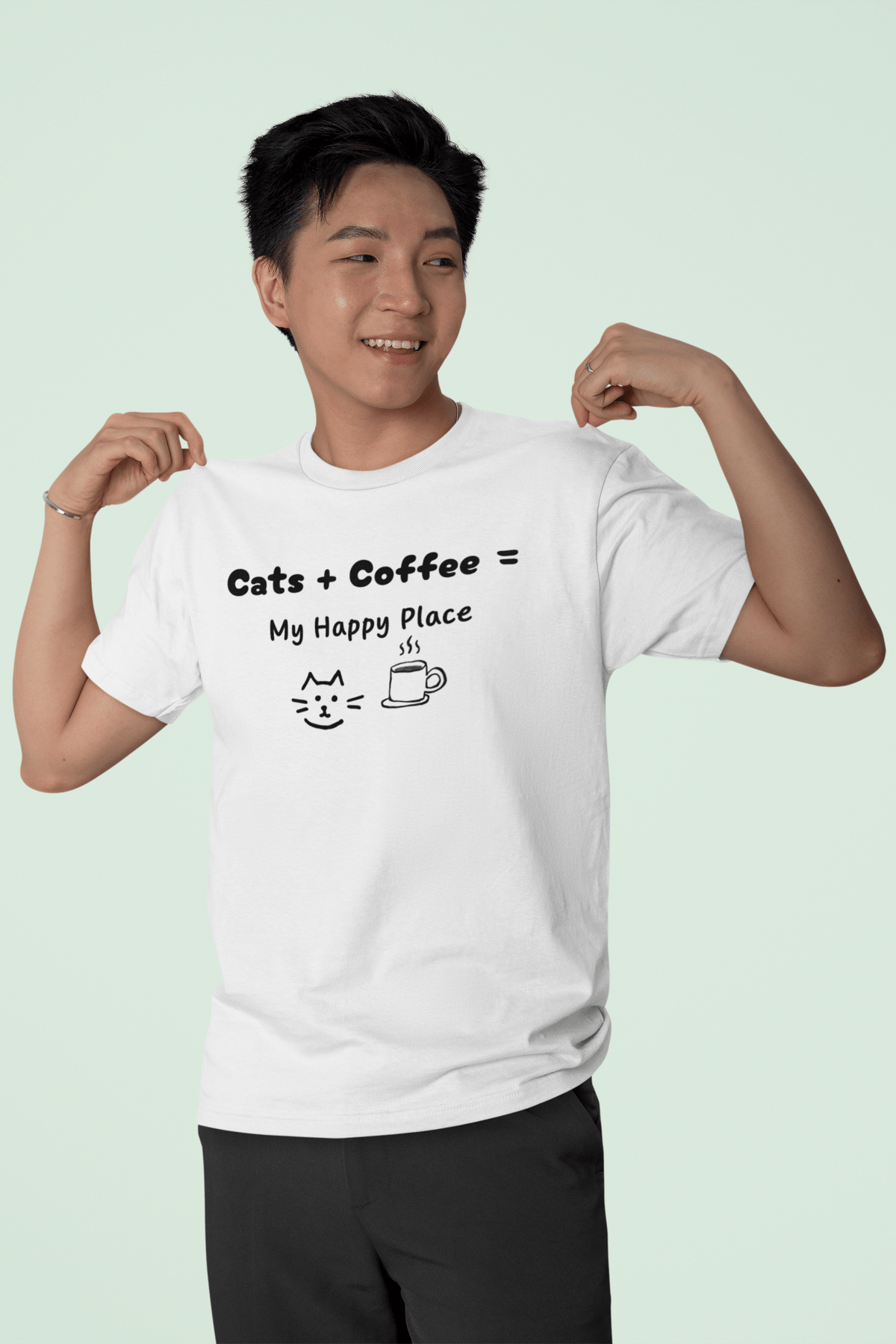 Cats + Coffee = My Happy Place T-Shirt - PetXcite