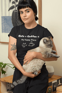 Cats + Coffee = My Happy Place T-Shirt - PetXcite