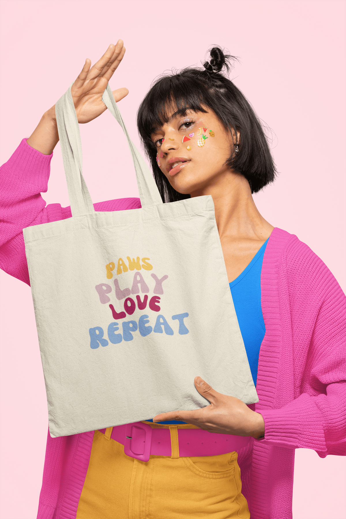 Paws Play Love Repeat Tote Bag - PetXcite