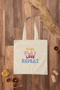 Paws Play Love Repeat Tote Bag - PetXcite