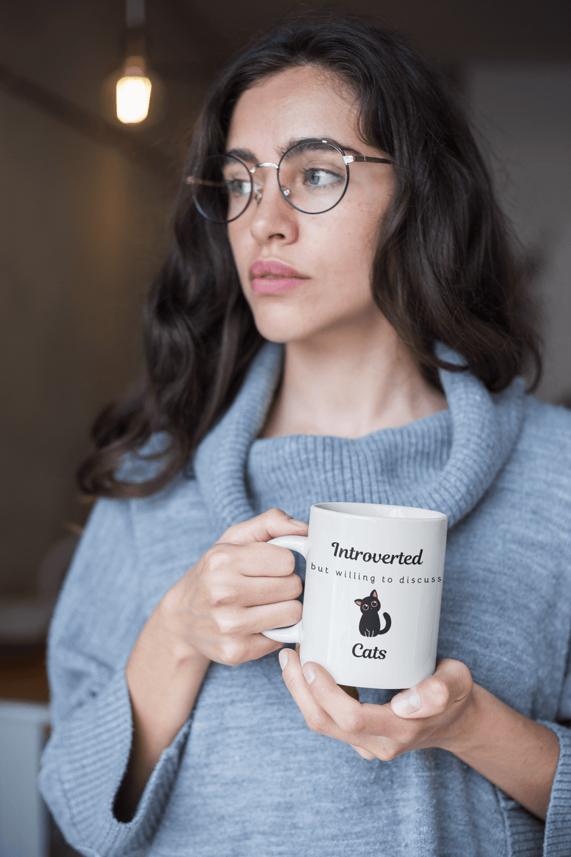 Introverted But Willing To Discuss Cats Mug - PetXcite