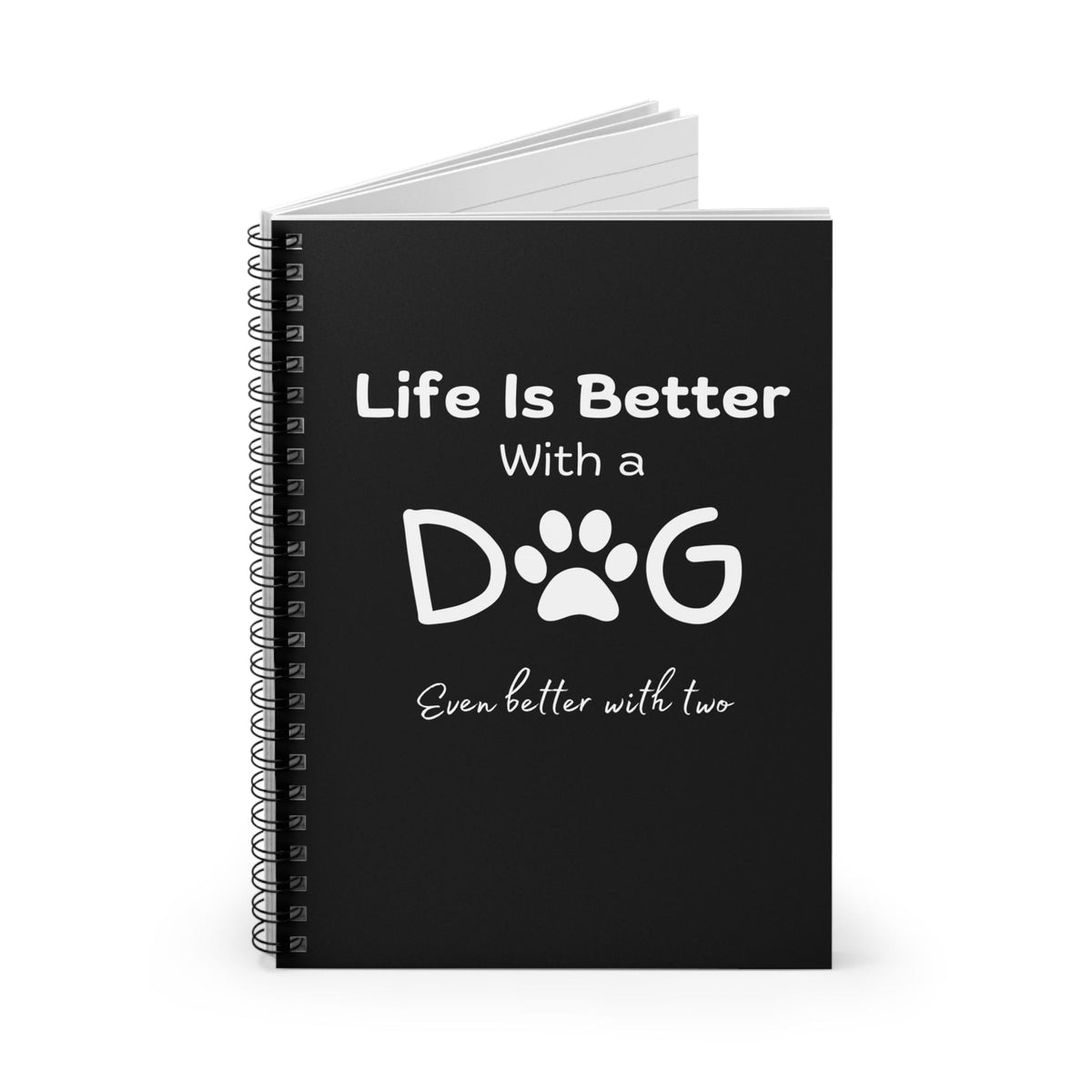 Life is Better With A Dog (Even Better With 2) Black Notebook - PetXcite