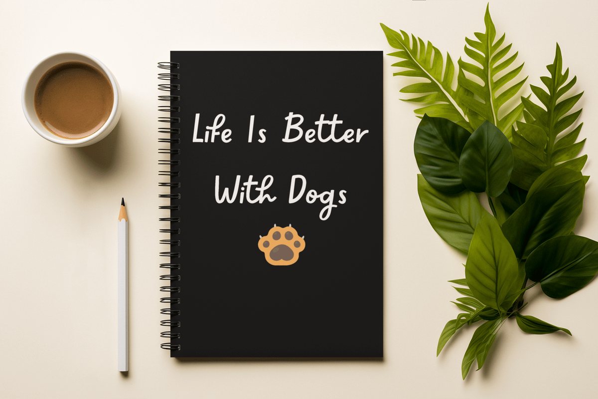 Life Is Better With Dogs Black Notebook - PetXcite