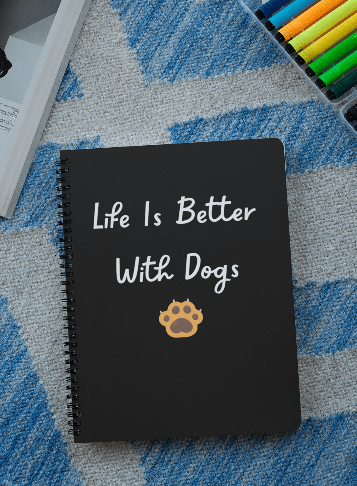 Life Is Better With Dogs Black Notebook - PetXcite