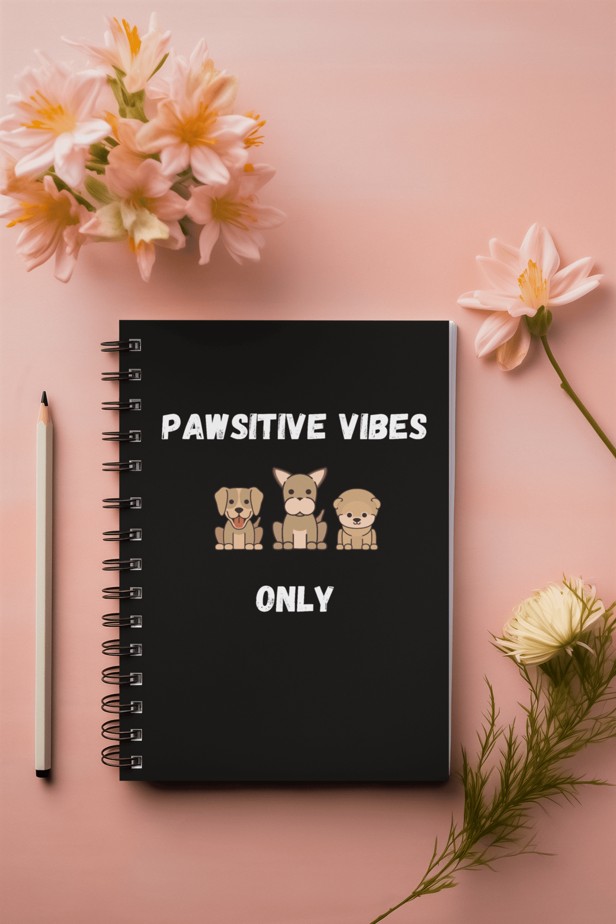 Pawsitive Vibes Only Black Notebook - PetXcite